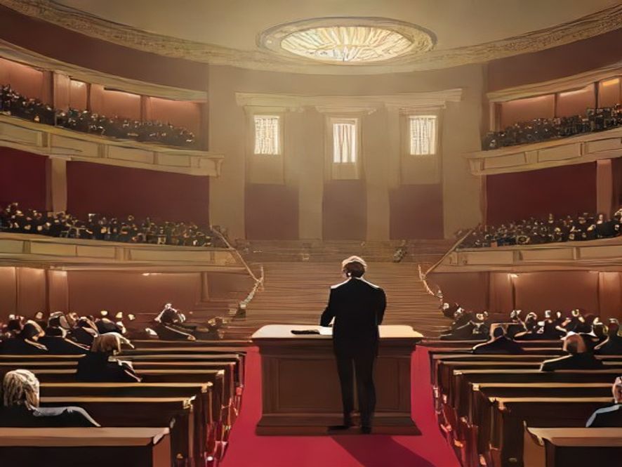 A cinematic, photorealistic 8k image capturing a tense confrontation in a grand, somber national assembly hall, featuring a lone figure standing defiantly at a witness stand before a highranking legislative committee, highlighting the sharp power struggle between judicial and legislative authorities with dramatic lighting and a heavy, serious atmosphere.