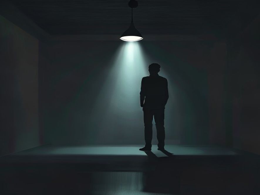 A cinematic, photorealistic 8k image featuring a lone, blurred silhouette of a prominent social media influencer standing under a single harsh spotlight in a dark, moody room, symbolizing the heavy burden of public accountability and the moral fallout of a DUI scandal, with a somber and reflective atmosphere.