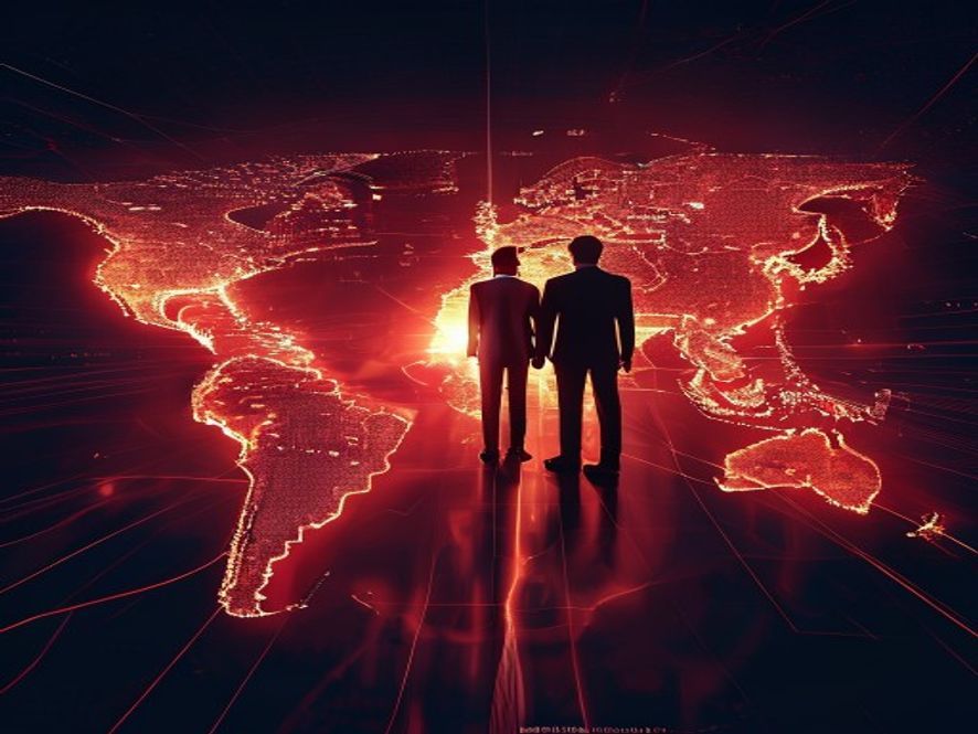 A cinematic, photorealistic 8k image featuring two political figures standing on opposite sides of a stylized, glowing digital map of the GwangjuJeonnam region, symbolizing a highstakes power struggle for regional integration with a tense and sophisticated atmosphere.