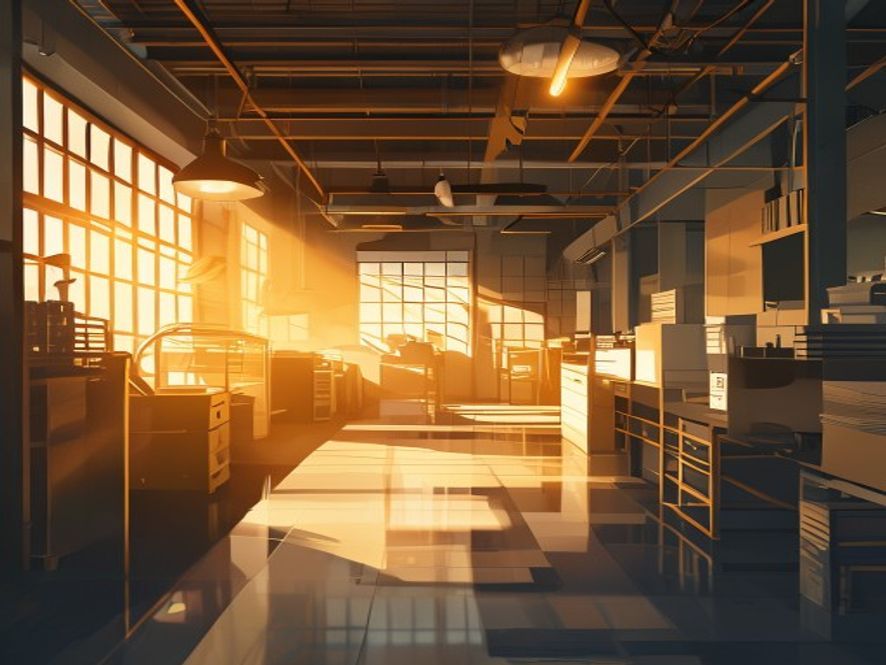 A cinematic and photorealistic 8k image depicting a sharp divide where a bustling, authentic manufacturing workshop is bathed in golden light while a desolate, paperonly business office is cast into shadow, symbolizing the rigorous 2026 inheritance tax reform distinguishing real family enterprises.