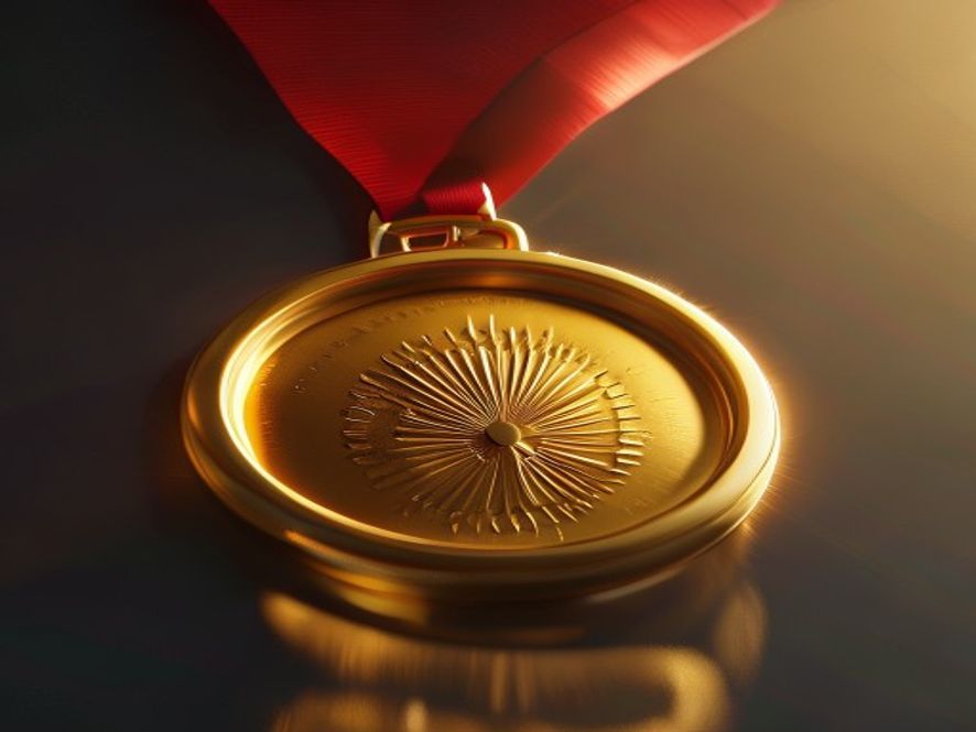A cinematic and photorealistic 8k closeup shot of a pristine golden medal glowing under soft, dramatic light, symbolizing integrity and justice, set against a clean, professional background representing institutional reform, sharp focus, high contrast, elegant atmosphere.