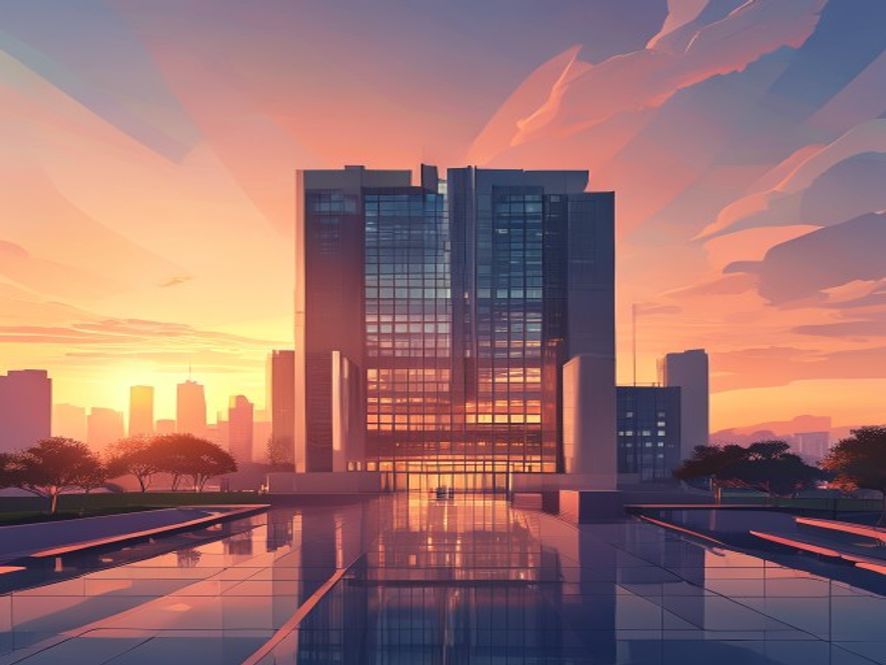 A majestic, cinematic 8k photorealistic depiction of a grand, modern presidential office building rising in Sejong City under a brilliant sunrise, symbolizing the historic shift of South Koreas administrative power and the dawn of a new era of national balance.