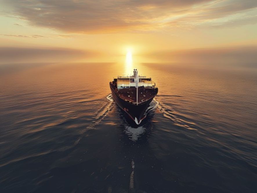 A cinematic, photorealistic 8k image featuring a massive oil tanker navigating the strategic waters of the Strait of Hormuz at sunrise, with a subtle golden haze symbolizing a hopeful shift in geopolitical tension, high contrast, dramatic lighting.