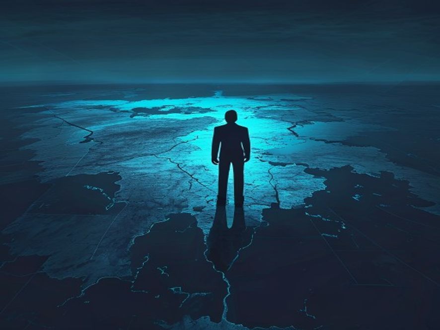 A cinematic, photorealistic 8k image featuring a dramatic conceptual scene of a silhouette standing amidst a cold, bluetoned geopolitical map of Israel, symbolizing the tension between human rights and international diplomacy, with sharp lighting and a somber, serious atmosphere.