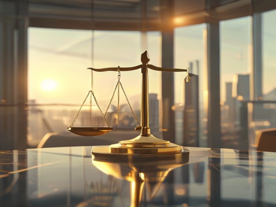 A cinematic and photorealistic 8k image featuring a conceptual representation of the South Korean economy, with a golden balance scale weighing a steady interest rate indicator against a rising upwardtrending economic growth chart, set in a professional modern financial office environment with soft morning sunlight, conveying a sense of stability and cautious optimism.
