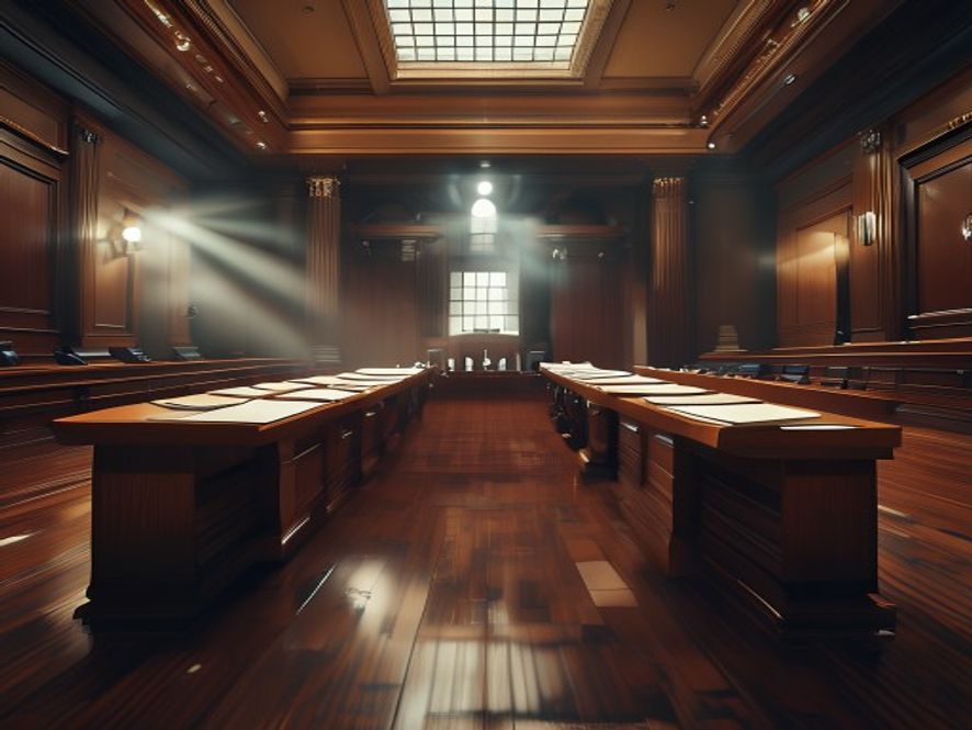 A cinematic and photorealistic 8k wide shot of a modern, solemn National Assembly chamber interior featuring scattered official legal documents on a polished wooden desk, symbolizing political transparency and systemic reform, with dramatic soft lighting creating a serious and contemplative atmosphere.