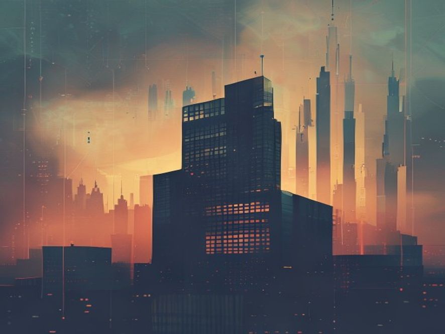 A cinematic and photorealistic 8k image featuring a lonely, modern government building silhouette against a backdrop of complex, shifting data charts and a hazy, dramatic atmosphere, symbolizing a critical political turning point and the weight of public opinion.