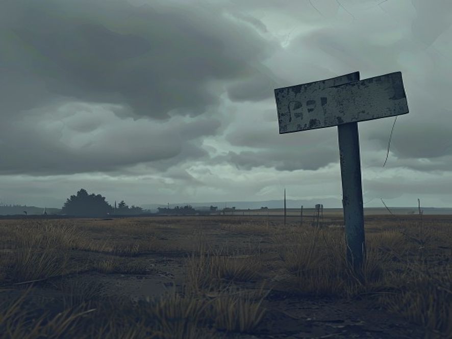 A somber, cinematic shot of a deserted military training field under a gloomy overcast sky, featuring a solitary, weathered medical signpost in the foreground, evoking a sense of systemic urgency and fragile public safety, photorealistic, 8k resolution.