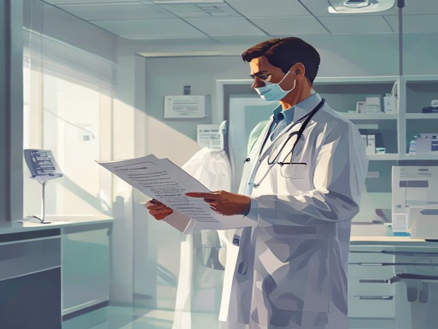 A cinematic and photorealistic 8k image of a medical setting where a professional physician in a clean clinic environment is holding a document of healthcare guidelines, symbolizing the shift from illegal shadow markets to safe and regulated medical practice, soft lighting, professional atmosphere, highly detailed.