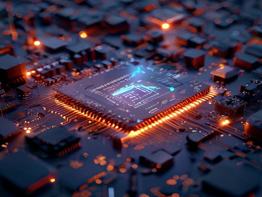 A cinematic, photorealistic 8k image showing a hightech semiconductor wafer glowing amidst the backdrop of a fractured industrial landscape, symbolizing the global supply chain crisis caused by the Kumamoto earthquake, dramatic lighting, sharp focus, industrial atmosphere.