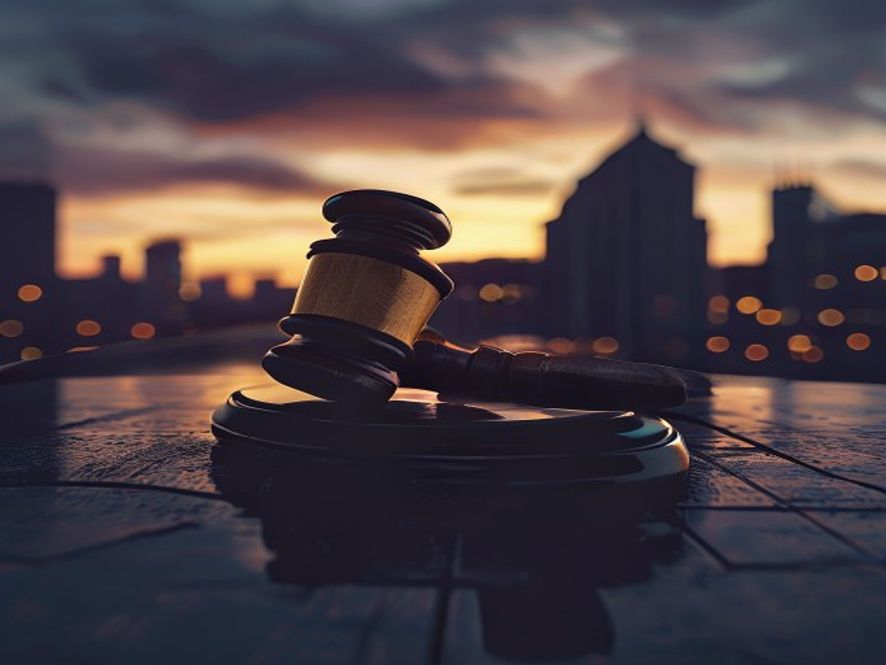 A somber and cinematic photorealistic shot of a fractured gavel resting on a blurred silhouette of a city council building at dusk, symbolizing the collapse of public trust and the urgent need for systemic reform to protect vulnerable youth, 8k resolution, dramatic moody lighting.