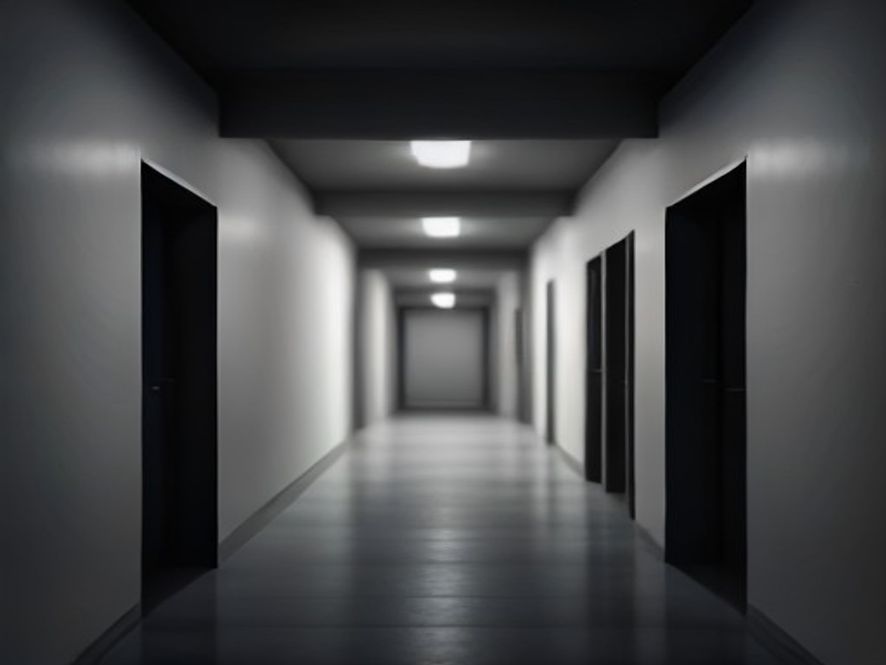 A cinematic and photorealistic 8k image featuring a lonely, dimly lit military barracks hallway at twilight, conveying a somber and reflective atmosphere with a focus on the urgent need for mental health awareness within the armed forces.