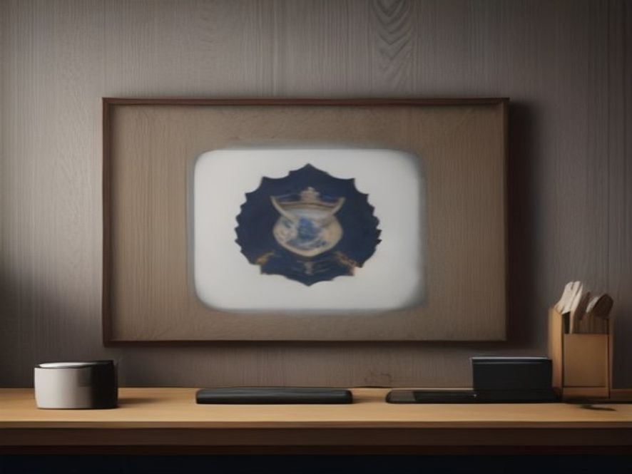 A cinematic, photorealistic 8k image featuring a polished, modern police badge resting on a clean wooden desk with a backdrop of a blurred, professional police station office, symbolizing institutional integrity, justice, and the transparent implementation of new investigative regulations.