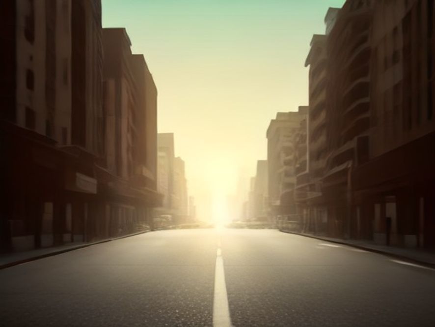 A cinematic, photorealistic 8k image of a shimmering, distorted heat haze rising from a blistering urban street under a scorching summer sun, symbolizing the urgent crisis of recordbreaking heatwaves and heatrelated illnesses.