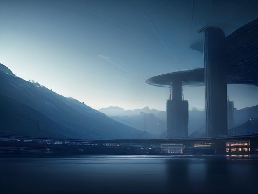 A cinematic, photorealistic 8k image featuring a futuristic semiconductor wafer integrated into a vast, modern landscape of a developing industrial hub and airport infrastructure, symbolizing rapid national strategic growth and technological ambition, with sharp architectural lines and a professional, highimpact aesthetic.