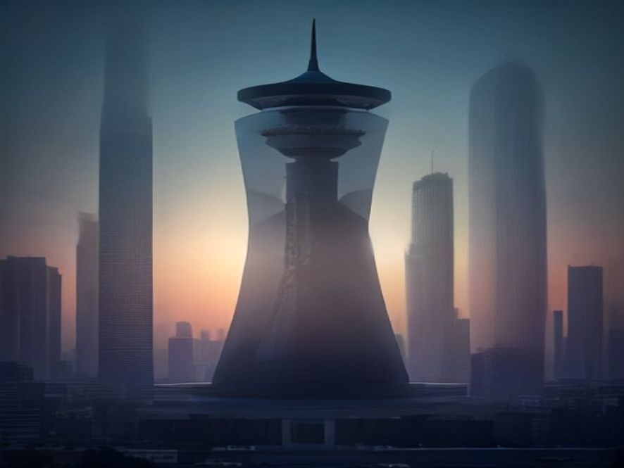 A cinematic and photorealistic 8k image of a highstakes political atmosphere, featuring a conceptual scale balancing the South Korean constitution and a futuristic hourglass representing presidential term transformation, set against a backdrop of the majestic National Assembly building at dusk with a dramatic, tense, and professional mood.