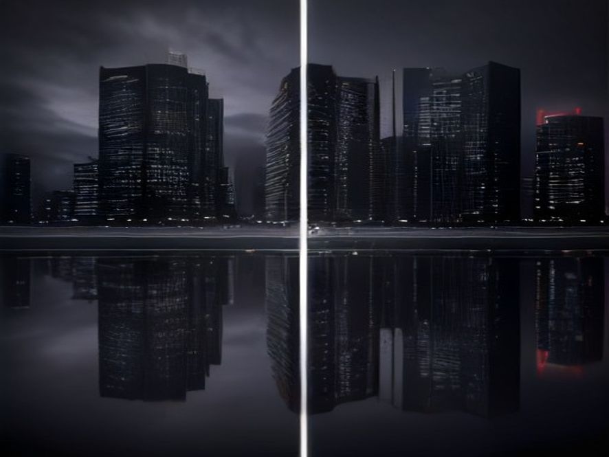 A cinematic, photorealistic 8k image featuring a split composition representing the ideological rift in Japanese politics, with one side depicting a document emphasizing the word Reflection in elegant ink, and the contrasting side showing a bold, censored strikethrough over the same text, set against a dark, moody backdrop of the Japanese Diet building at twilight to symbolize the intense power struggle and shifting diplomatic path.