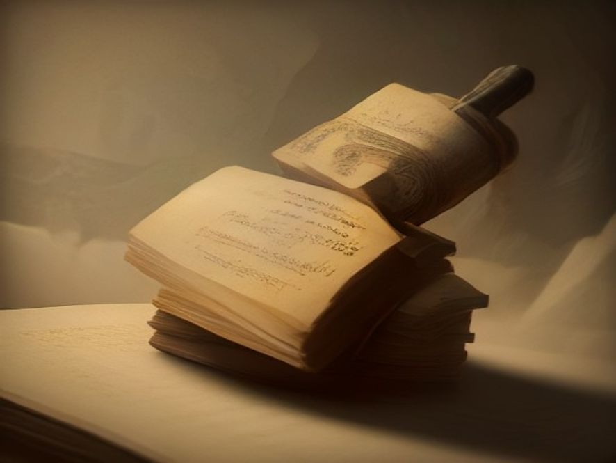 A cinematic, photorealistic 8k image featuring a weathered, historical legal document being carefully examined under soft light, with a symbolic golden gavel resting on a stack of dusty archives, representing the pursuit of historical justice and the reclamation of hidden assets, sharp focus, dramatic atmosphere.