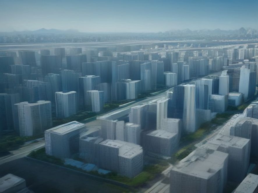 A cinematic, photorealistic 8k image of a modern urban planning model showing a proposed residential development near the scenic Yongsan Park, featuring architectural blueprints and city skyline, with a professional and optimistic atmosphere, emphasizing strategic housing supply growth.