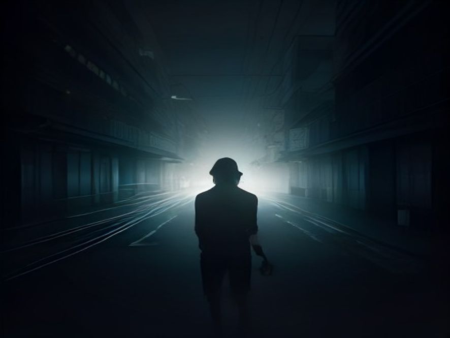 Cinematic and photorealistic 8k image featuring a mysterious, shadowy figure in a dim urban setting, with glowing, fragmented DNA doublehelix structures and blurred laboratory test reports floating in the air to symbolize the uncertainty of forensic drug testing, dark and moody atmosphere, high contrast, dramatic lighting.