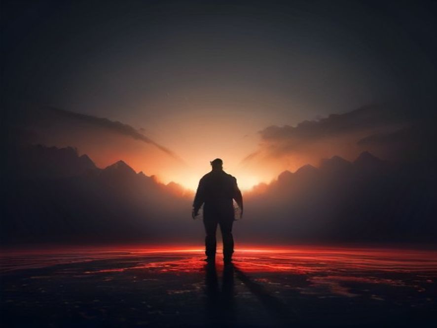 A cinematic, photorealistic 8k image featuring a silhouette of a leader standing in a dimly lit, hightension atmosphere, overlooking a chaotic map of the Korean Peninsula with subtle red warning flares, capturing a mood of diplomatic uncertainty and geopolitical risk.