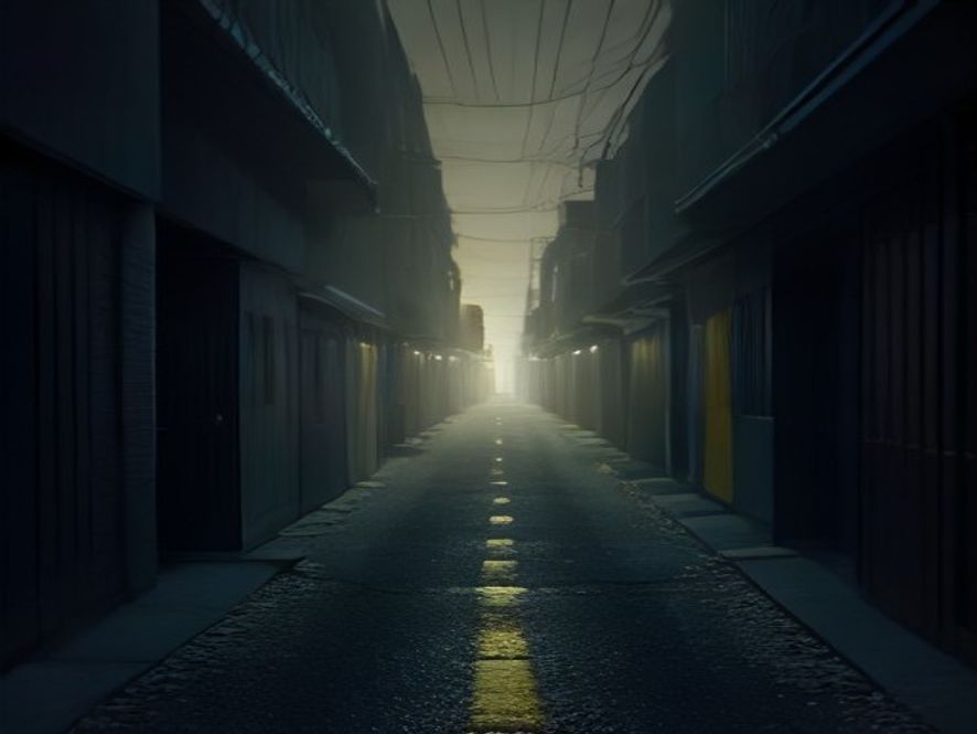 A cinematic, photorealistic 8k image featuring a lonely, dimly lit suburban alleyway at twilight, with fading yellow police tape fluttering in the wind, capturing a somber atmosphere of unresolved mystery and the weight of decadeslong investigative stagnation.
