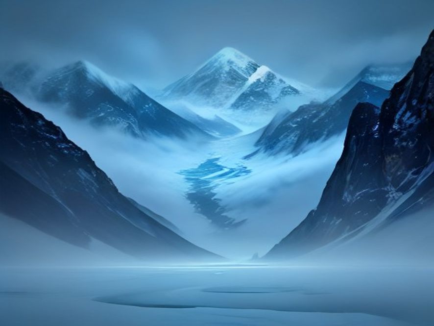 Cinematic, photorealistic 8k image of a catastrophic Himalayan glacier collapse with massive torrents of ice, mud, and water crashing down into a mountain valley, capturing the ominous and powerful atmosphere of climate change, wideangle shot, highly detailed.