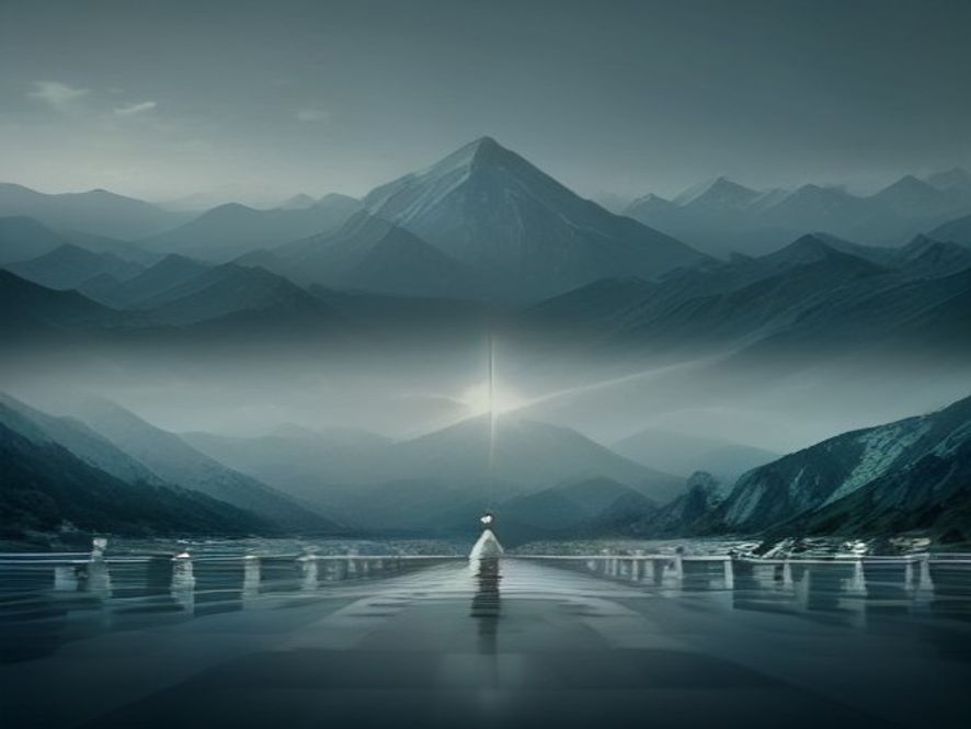 A cinematic, photorealistic 8k image featuring a metaphorical conceptual art piece where a vast, serene lake and a symbolic highway sign are placed on a chess board between two flags, representing a tense diplomatic struggle over national identity and naming rights, dramatic lighting, high detail.