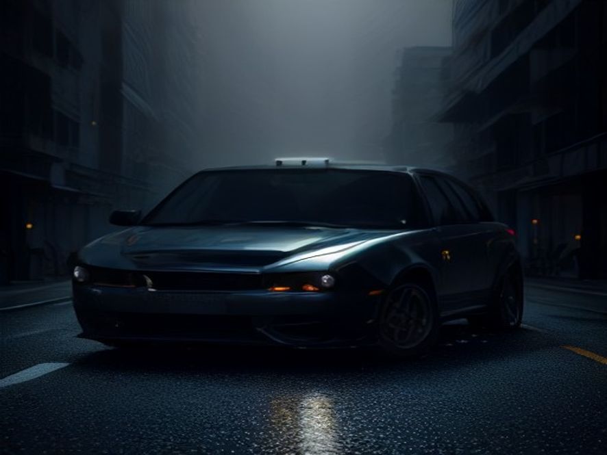 A cinematic and photorealistic 8k shot of a devastating multivehicle collision scene on a rainy Gangnam street at night, featuring a mangled luxury sedan amid flashing emergency lights and shattered debris, capturing a somber and chilling atmosphere of tragic loss, high contrast, dramatic shadows.