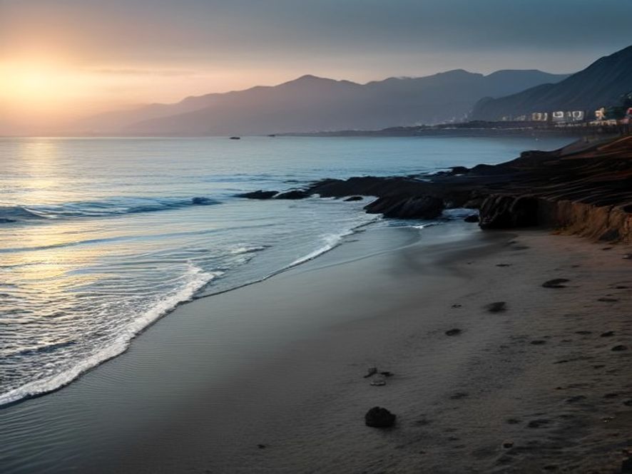 A cinematic, photorealistic 8k image of an empty, desolate Jeju Island beach with a sign indicating high prices, capturing a somber and melancholic atmosphere as tourists turn away toward overseas destinations, with soft sunlight highlighting the contrast between the beautiful landscape and the structural crisis of the tourism industry.