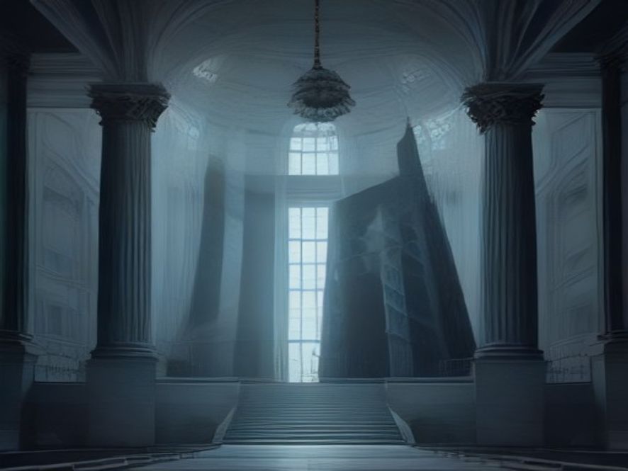 A cinematic and photorealistic 8k image of a giant, modern scales of justice standing between two distinct, balanced judicial pathways in a grand architectural setting, symbolizing the separation of investigation and prosecution, with dramatic lighting reflecting a transparent and reformed legal system.