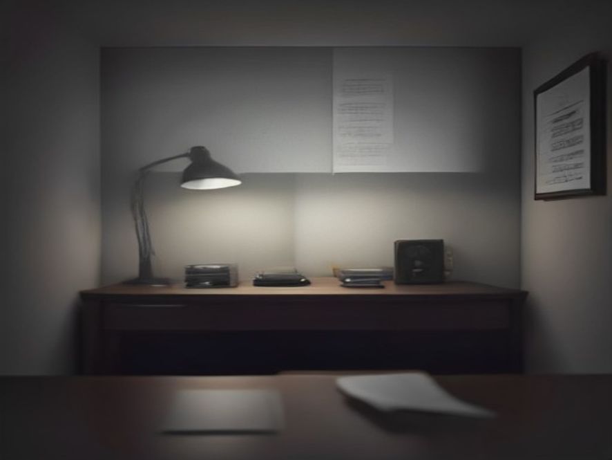 A cinematic, photorealistic 8k image of a dimly lit office desk featuring a vintage audio cassette recorder and scattered official government documents with CONFIDENTIAL stamps, symbolizing a highstakes political scandal and the exposure of corrupt administrative influence, moody lighting with deep shadows, professional photography style.