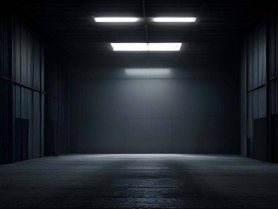 A cinematic and photorealistic 8k image depicting a somber, dimly lit industrial cold storage warehouse interior with heavy metal doors, emphasizing an atmosphere of mystery and safety concerns, with soft dramatic lighting casting long shadows across the desolate space.