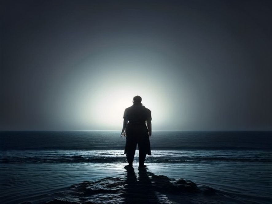 Cinematic, photorealistic 8k image featuring a reflective, contemplative diplomat standing before a large, glowing digital map of the Strait of Hormuz, symbolizing the complex geopolitical dilemma and strategic tension between international alliances and national interests, moody lighting with a highcontrast professional atmosphere.