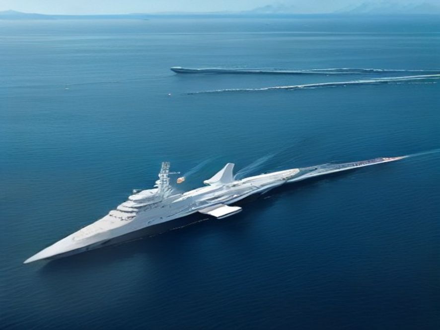 Cinematic and photorealistic 8k wide shot of a modern South Korean diplomatic delegation standing on a pier in Bahrain, overlooking a strategic multinational naval task force fleet in the tranquil blue waters, conveying a professional and tactical atmosphere of global maritime security cooperation.