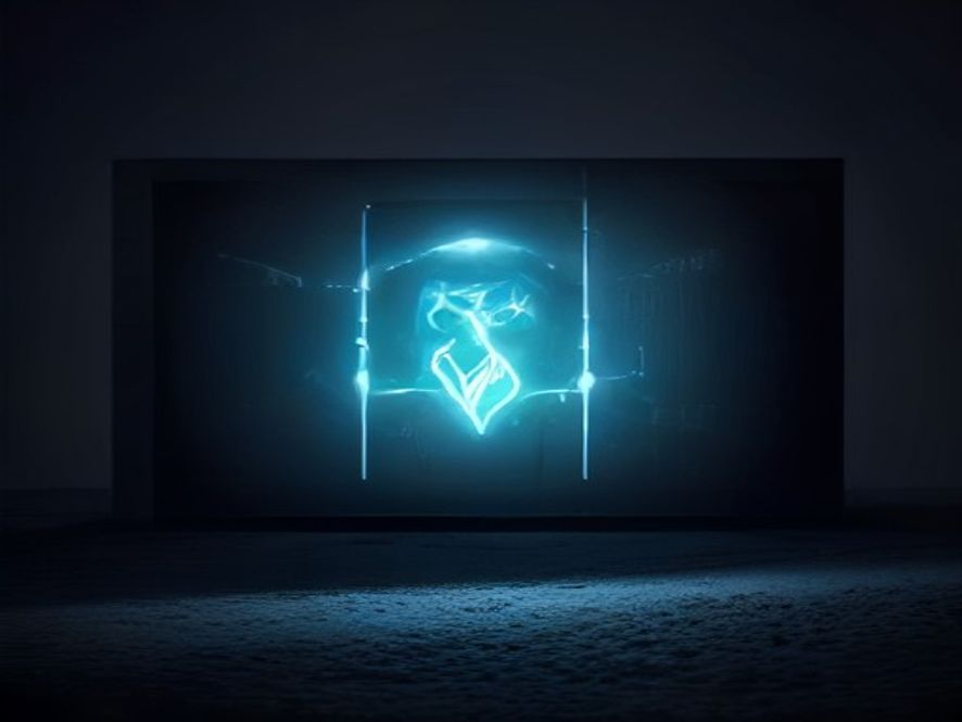 A cinematic, photorealistic 8k image showing a dark, dimly lit industrial cold storage warehouse with a glowing, ominous digital silhouette of an AI brain projected onto a frostcovered wall, symbolizing the chilling intersection of advanced technology and premeditated crime.