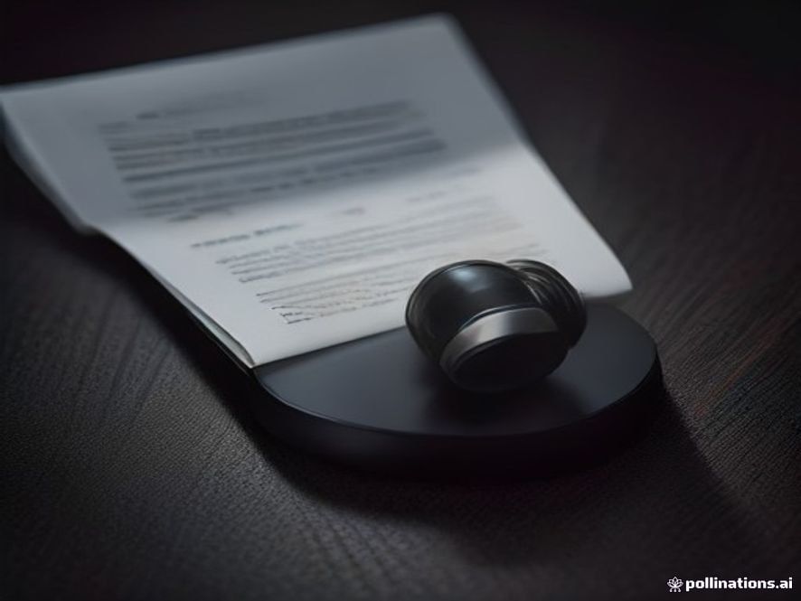 A cinematic, photorealistic 8k image featuring a lonely, legal gavel resting on a blurred document of financial contracts, symbolizing the cold boundary between family relationships and legal accountability, with deep shadows and moody lighting emphasizing a somber judicial atmosphere.