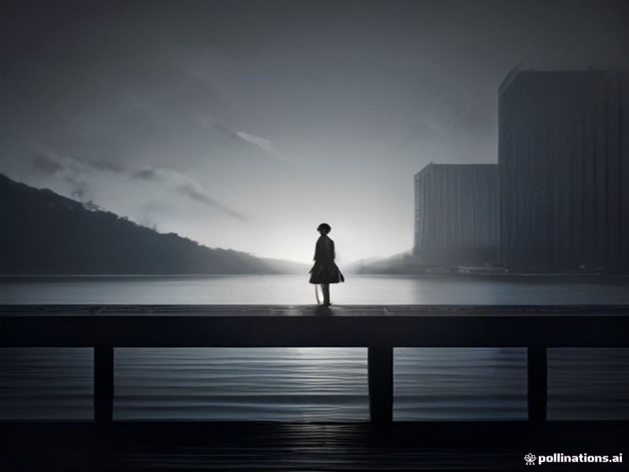 A cinematic, photorealistic 8k image depicting a solitary silhouette of a diplomat standing on a bridge between complex geopolitical landscapes, symbolizing the weight of national decisions and the perpetual dilemma of overseas deployment, moody atmosphere, sharp focus, dramatic lighting.