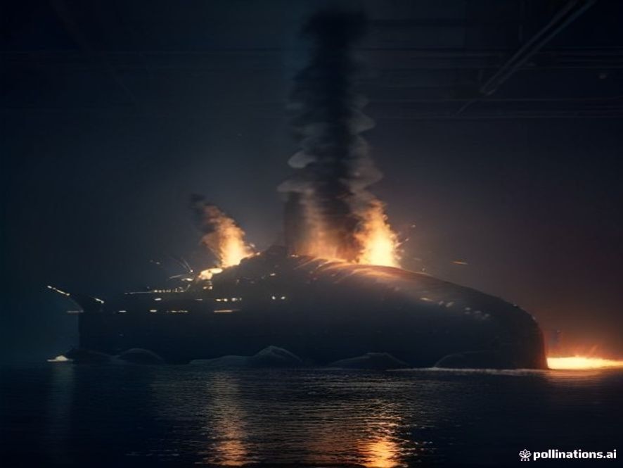 A cinematic and photorealistic 8k image showing a dimly lit, claustrophobic industrial submarine interior with glowing sparks erupting from damaged pipes, reflecting a tense atmosphere of a hazardous rescue operation and systemic safety failure, dramatic lighting, high detail.
