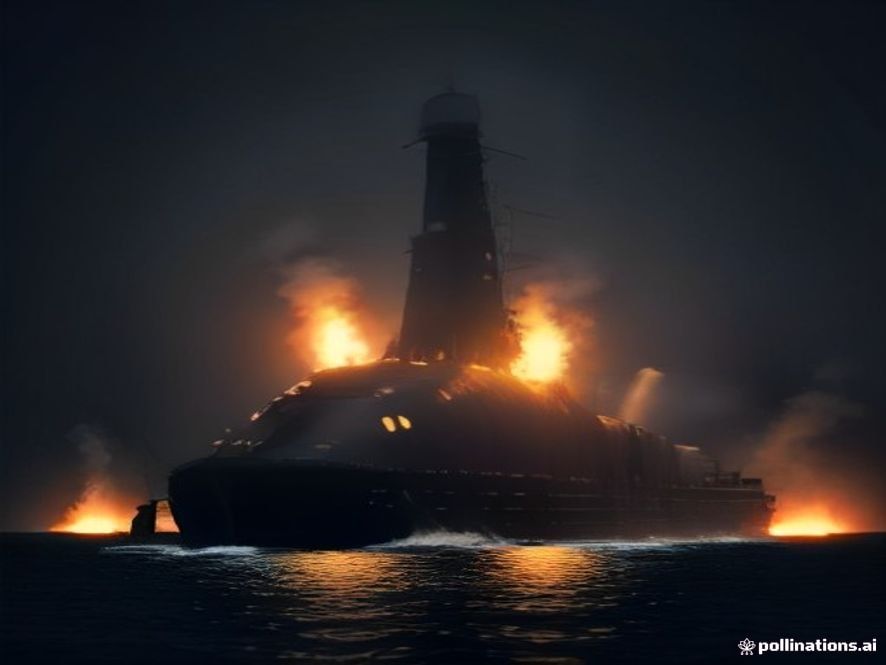 A cinematic and photorealistic 8k shot of a dark, narrow submarine interior filled with thick smoke and glowing embers from a recent explosion, highlighting the rusted metallic textures and the dangerous, claustrophobic atmosphere of a failed safety environment.