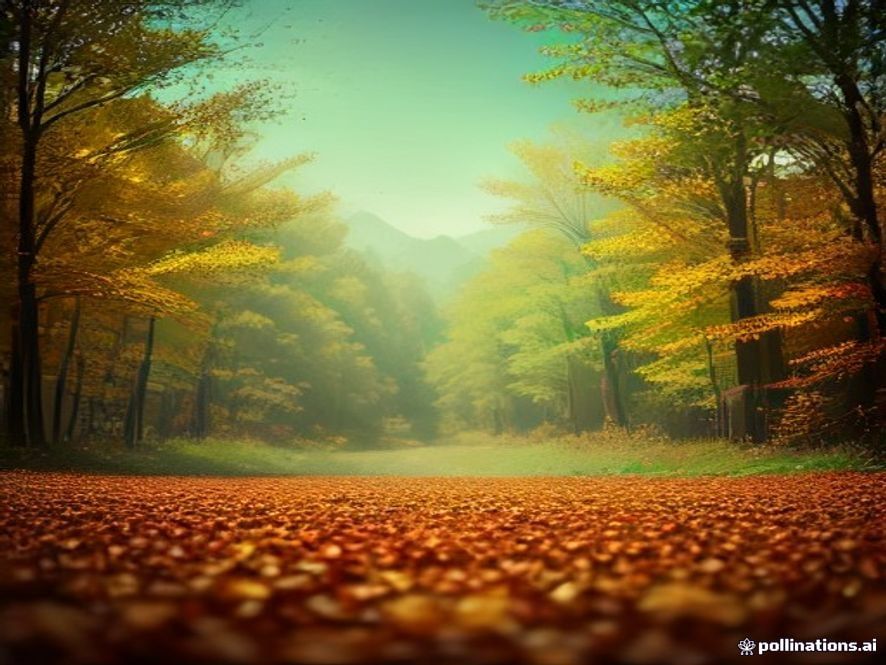 A cinematic, photorealistic 8k image capturing the stark contrast of a vibrant green summer landscape merging into dry, wilting autumn leaves under an intense, sweltering September sun, symbolizing the climate crisis and the blurring boundaries of seasons.