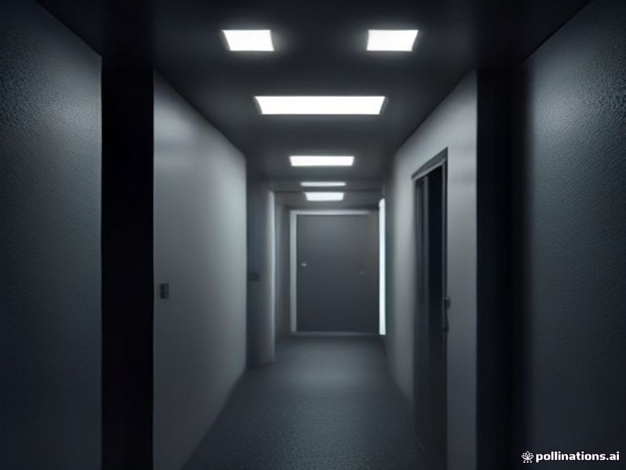 A cinematic and photorealistic 8k image of the dark, narrow, and claustrophobic interior corridor of a modern military submarine, featuring dim emergency lighting and visible gaps in fire safety sensor placement, conveying a tense atmosphere of highstakes industrial design flaw and hidden danger.
