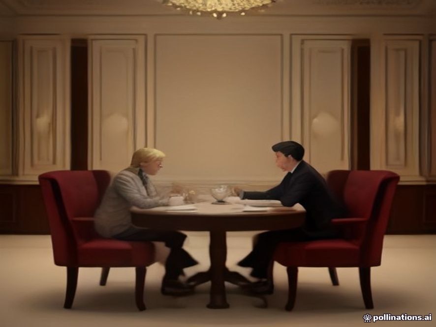A cinematic, photorealistic 8k image of Donald Trump and Xi Jinping engaged in a deep, serious conversation over tea at an elegant, private summit table, capturing a tense yet diplomatic atmosphere that symbolizes a global geopolitical shift, dramatic lighting, high detail.
