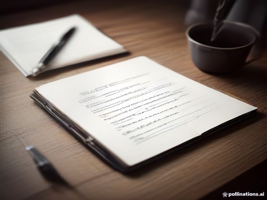 A cinematic and photorealistic closeup of an aged hand writing a legal will with a fountain pen on vintage paper, placed on a dark wooden desk beside a blurred smartphone, emphasizing the contrast between traditional legal integrity and digital technology, 8k resolution, dramatic moody lighting.
