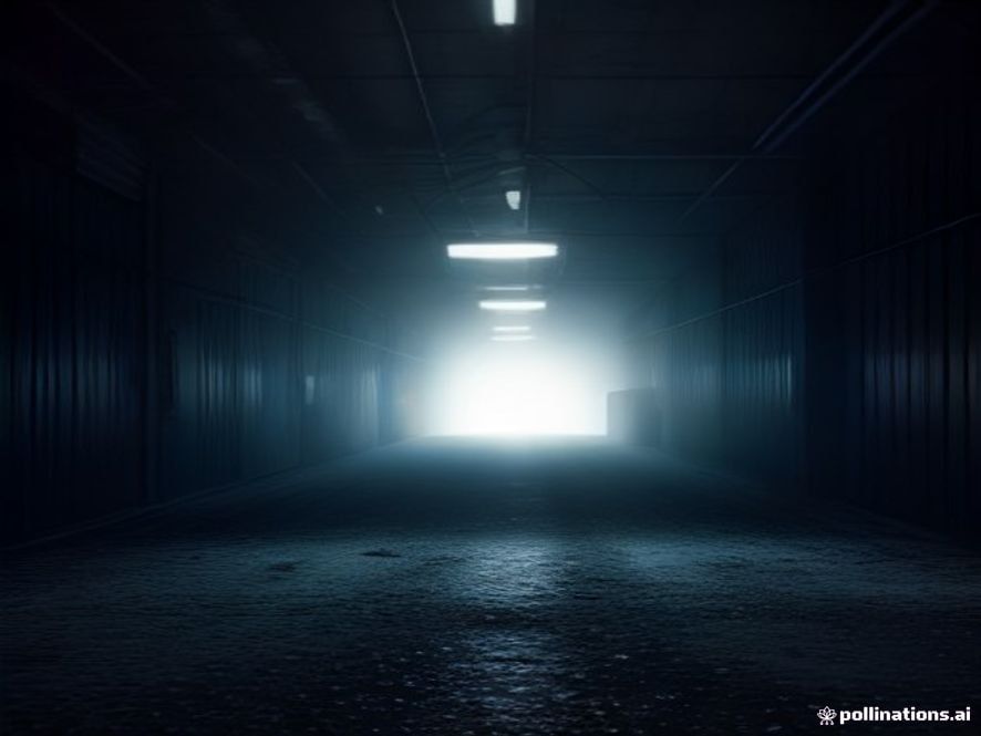 A cinematic and photorealistic 8k image of a dimly lit, icy industrial cold storage warehouse, featuring a lonely, chilling atmosphere where frozen shadows loom over a discarded, crumpled legal contract, symbolizing the dark intersection of human greed and lost dignity, dramatic lighting, high contrast.