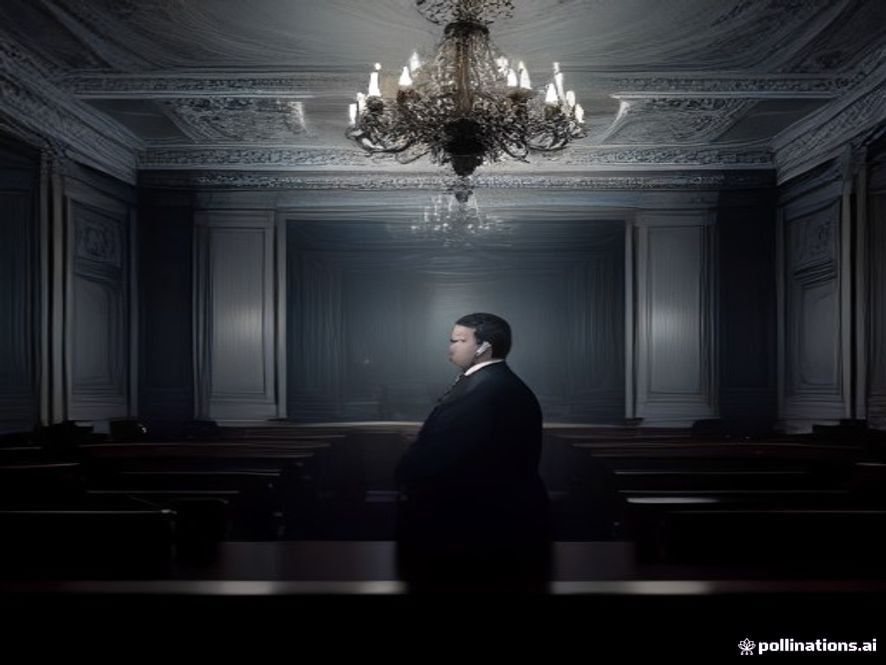 Cinematic, photorealistic 8k image of a tense political interrogation scene in a formal government chamber, featuring a sternfaced lawmaker gesturing sharply towards a composed but scrutinized highranking official, dramatic moody lighting highlighting the atmosphere of conflict and power, professional office interior, sharp focus, highly detailed textures.