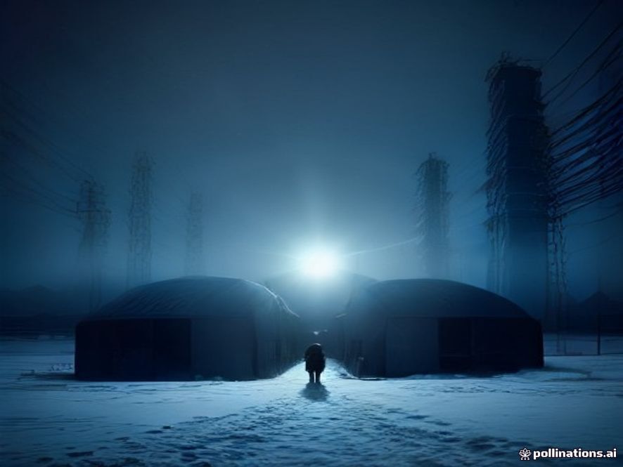 A cinematic and photorealistic 8k image of a highsecurity, dimly lit Russian biological laboratory in a snowy, desolate landscape, with shadowy silhouettes of figures in hazmat suits against a cold, ominous atmosphere, conveying a sense of geopolitical tension and global mystery, hyperdetailed.
