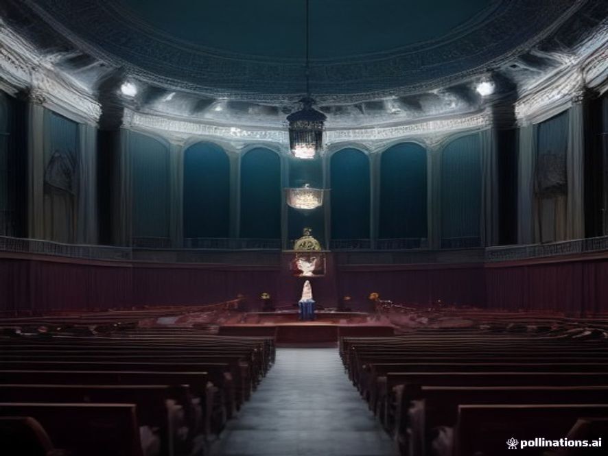 A cinematic and photorealistic 8k image showing a solemn, tensionfilled atmosphere inside a grand parliament hall, featuring a solitary figure of a highranking official standing amidst a chaotic debate, highlighting the gravity of public accountability and political discourse, dramatic lighting, sharp focus.