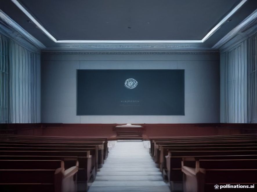 A cinematic, photorealistic 8k wide shot of the grand, solemn interior of the National Assembly of South Korea, featuring a dramatic play of light and shadow on legal documents and scales of justice, capturing an intense and serious atmosphere of accountability and political scrutiny.