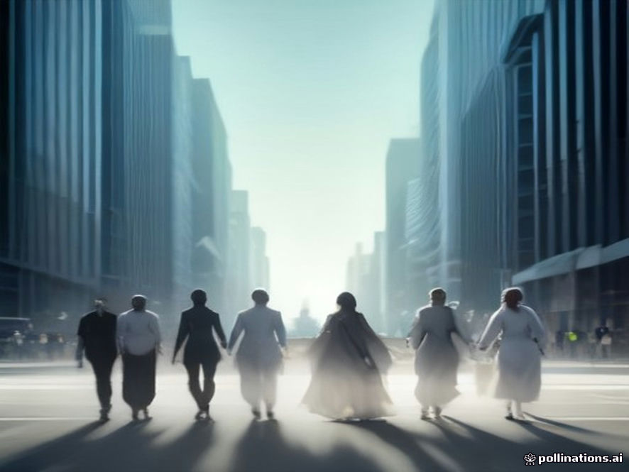 A cinematic, photorealistic 8k image of a diverse group of modern individuals standing confidently in a bright, futuristic urban landscape, symbolizing a shift from focus on birth rates to prioritizing personal happiness and sustainable social wellbeing, captured with soft natural lighting and a hopeful atmosphere.
